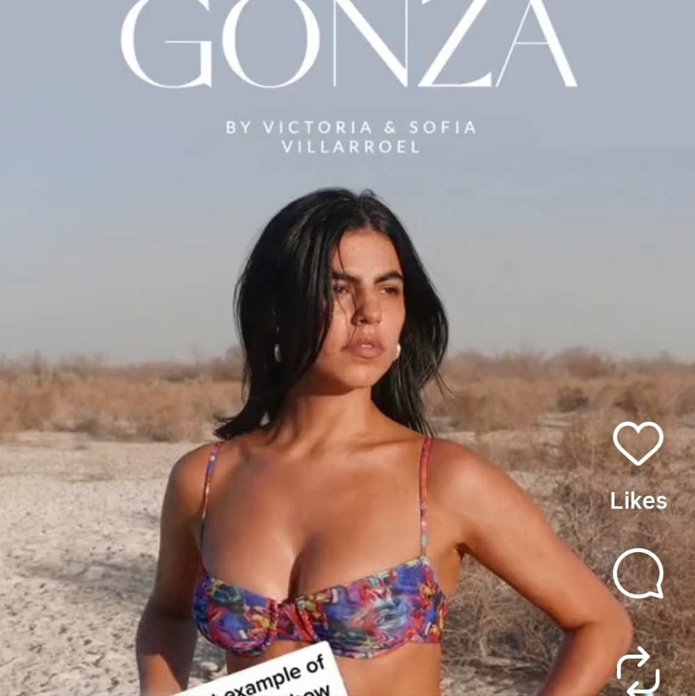 Gonza Virginia SET: Multi Color Art Print Bra + Bottom Bikini Set M - Picture 5 of 11